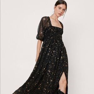 Nasty Gal Star Metallic Slit Maxi Dress